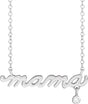 Platinum Round Natural Diamond Accented Mama Necklace