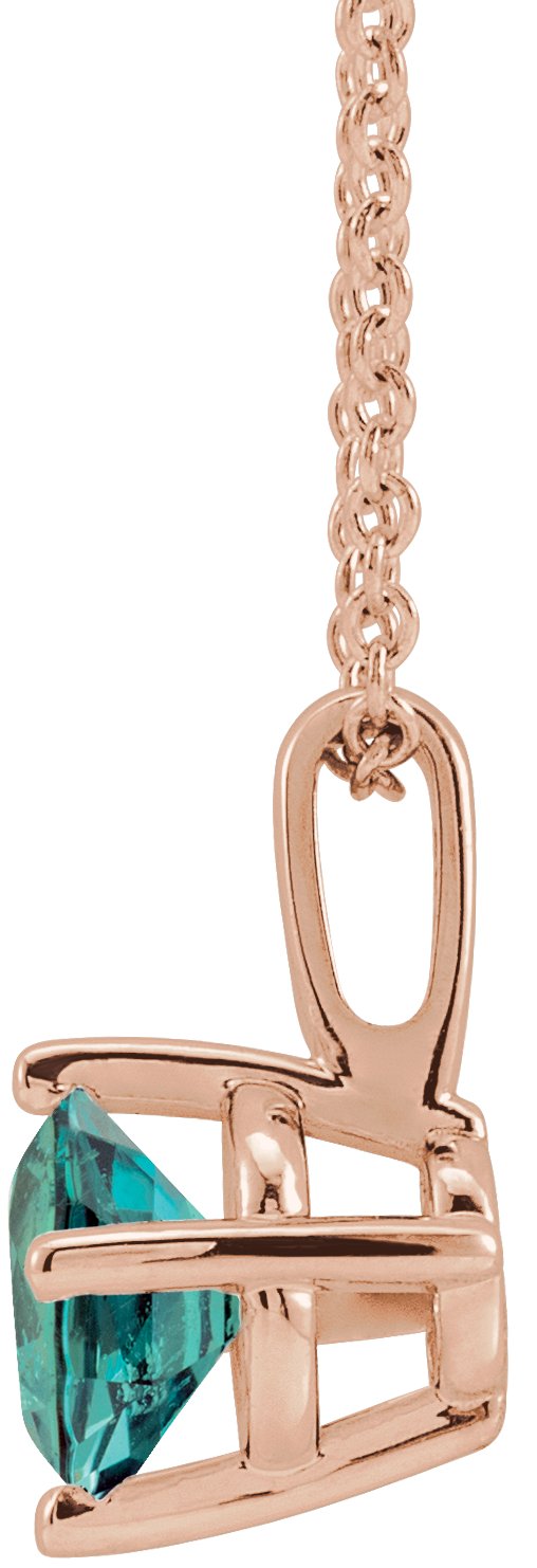 14K Gold Round Lab-Grown Alexandrite Solitaire Necklace or Pendant II - Rose Gold - view 2