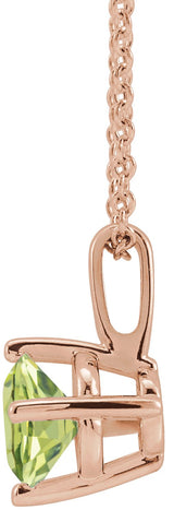 14K Gold Round Natural Peridot Solitaire Necklace or Pendant II - Rose Gold - view 2
