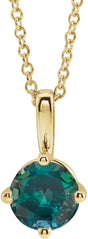 14K Gold Round Lab-Grown Alexandrite Solitaire Necklace or Pendant II - Yellow Gold