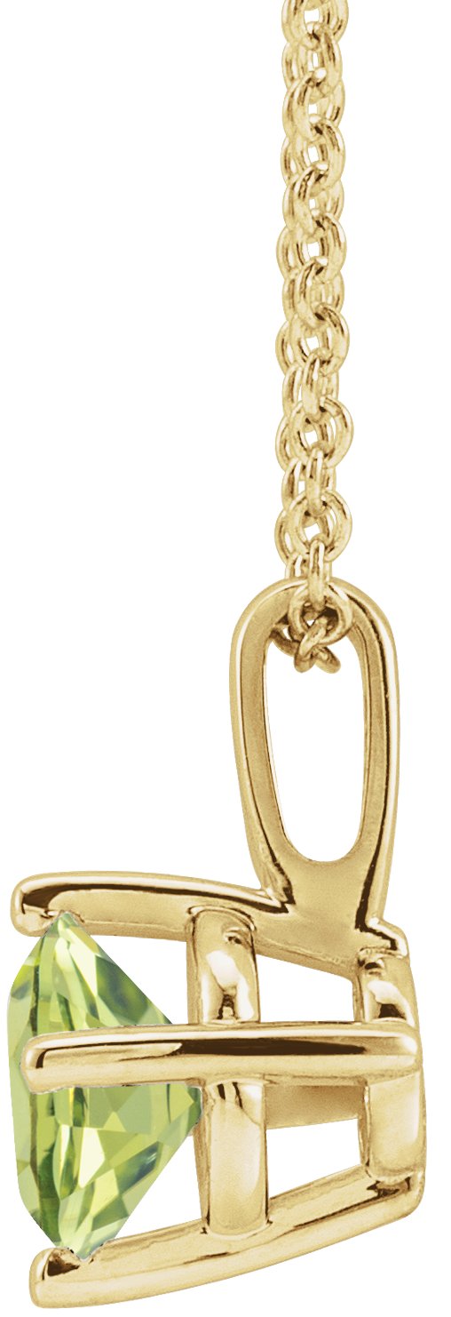 14K Gold Round Natural Peridot Solitaire Necklace or Pendant II - Yellow Gold - view 2