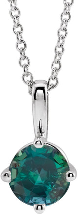 Platinum Round Lab-Grown Alexandrite Solitaire Necklace or Pendant II
