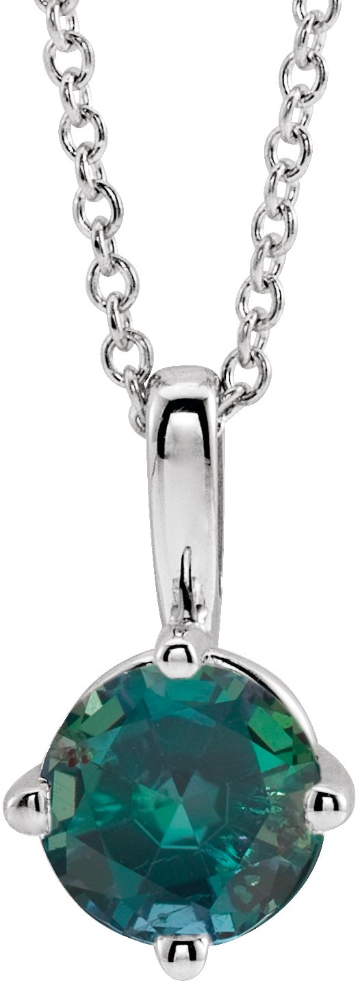 Platinum Round Lab-Grown Alexandrite Solitaire Necklace or Pendant II