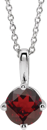 Platinum Round Natural Mozambique Garnet Solitaire Necklace or Pendant II