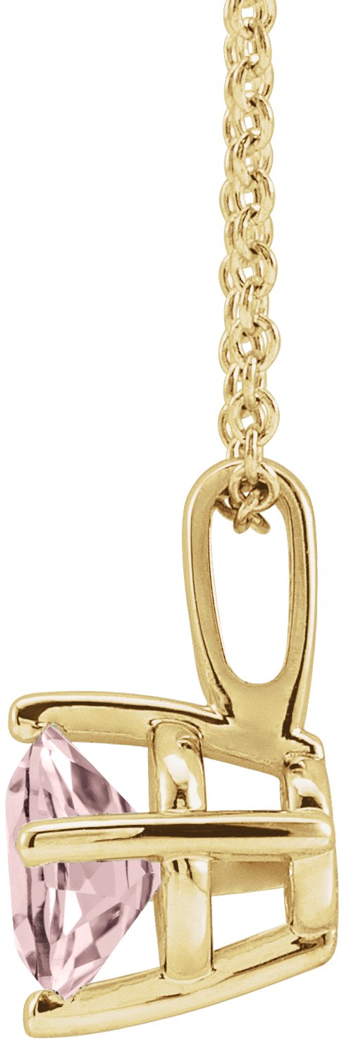 14K Gold Round Natural Pink Morganite Solitaire Necklace or Pendant - Yellow Gold - view 2
