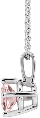 Platinum Round Natural Pink Morganite Solitaire Necklace or Pendant - view 2