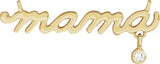14K Gold Round Natural Diamond Accented Mama Necklace - Yellow Gold