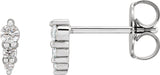 Platinum Natural Diamond Graduated Bar Earrings