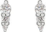 14K Gold Natural Diamond Graduated Bar Earrings - White Gold - view 2