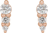 14K Gold Natural Diamond Graduated Bar Earrings - Rose Gold - view 2