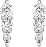 Platinum Natural Diamond Graduated Bar Earrings - view 2