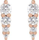 14K Gold Natural Diamond Graduated Bar Earrings - Rose Gold - view 2