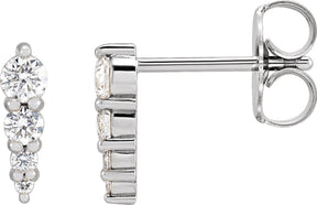 Platinum Natural Diamond Graduated Bar Earrings