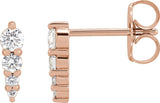 14K Gold Natural Diamond Graduated Bar Earrings - Rose Gold