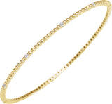 14K Gold Round Natural Diamond Accented Beaded Bangle Bracelet - Yellow Gold - view 2