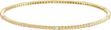 14K Gold Round Natural Diamond Accented Beaded Bangle Bracelet - Yellow Gold
