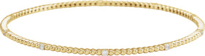 14K Gold Round Natural Diamond Accented Beaded Bangle Bracelet - Yellow Gold