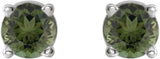 14K Gold Natural Green Tourmaline Round 4-Prong Lightweight Stud Earrings - White Gold - view 4