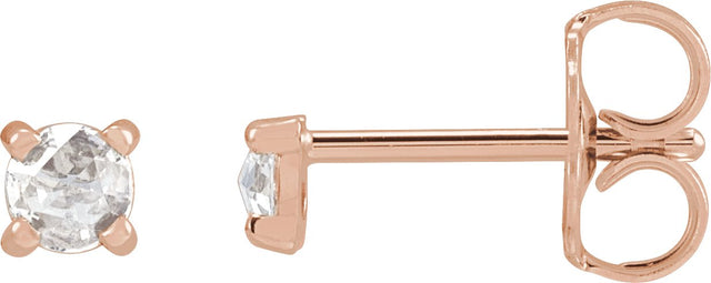 14K Gold Natural Diamond Round 4-Prong Claw Rose-Cut Stud Earrings - Rose Gold