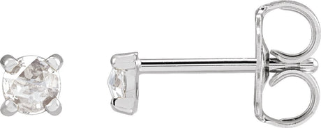 14K Gold Natural Diamond Round 4-Prong Claw Rose-Cut Stud Earrings - White Gold