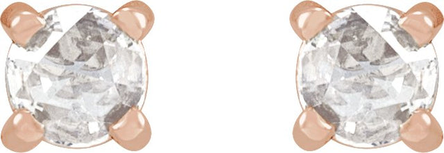 14K Gold Natural Diamond Round 4-Prong Claw Rose-Cut Stud Earrings - Rose Gold - view 2