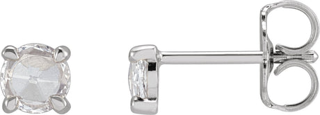 14K Gold Natural Diamond Round 4-Prong Claw Rose-Cut Stud Earrings - White Gold