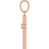 14K Gold Round Natural Diamond Cross Necklace or Pendant – up to 0.015 CTW - Rose Gold - view 3