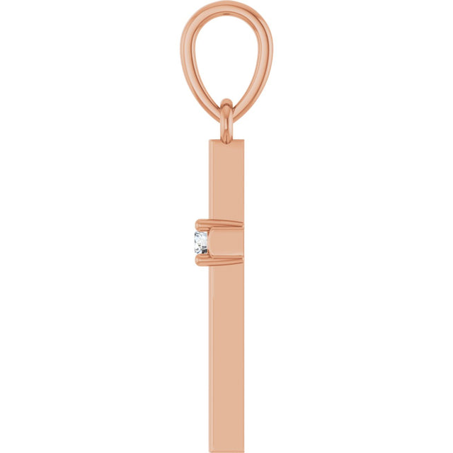 14K Gold Round Natural Diamond Cross Necklace or Pendant – up to 0.015 CTW - Rose Gold - view 3