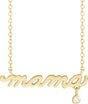 14K Gold Round Natural Diamond Accented Mama Necklace - Yellow Gold