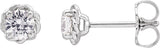 14K Gold Natural Diamond Round 4-Prong Claw Rope Stud Earrings - White Gold