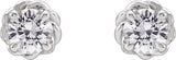 14K Gold Natural White Sapphire Round 4-Prong Claw Rope Stud Earrings - White Gold - view 2
