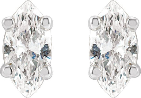 Platinum Natural Diamond Marquise 4-Prong Lightweight Stud Earrings - view 2