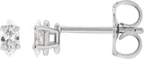 Platinum Natural Diamond Marquise 4-Prong Lightweight Stud Earrings
