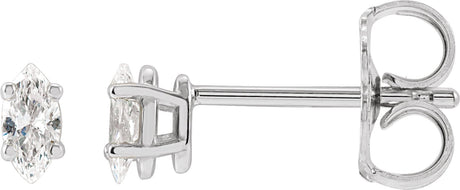 Platinum Natural Diamond Marquise 4-Prong Lightweight Stud Earrings