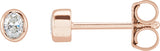 14K Gold Lab-Grown Diamond Oval Bezel-Set Stud Earrings - Rose Gold