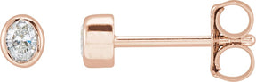 14K Gold Lab-Grown Diamond Oval Bezel-Set Stud Earrings - Rose Gold
