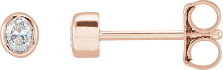 14K Gold Lab-Grown Diamond Oval Bezel-Set Stud Earrings - Rose Gold