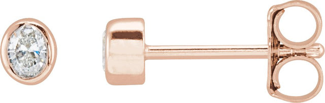 14K Gold Lab-Grown Diamond Oval Bezel-Set Stud Earrings - Rose Gold