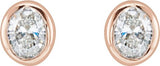 14K Gold Lab-Grown Diamond Oval Bezel-Set Stud Earrings - Rose Gold - view 2