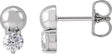 14K Gold Round Lab-Grown Diamond Accented Bead Earrings - White Gold