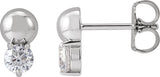 14K Gold Round Lab-Grown Diamond Accented Bead Earrings - White Gold