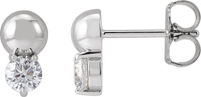 14K Gold Round Lab-Grown Diamond Accented Bead Earrings - White Gold