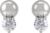 14K Gold Round Lab-Grown Diamond Accented Bead Earrings - White Gold - view 2