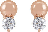 14K Gold Round Lab-Grown Diamond Accented Bead Earrings - Rose Gold - view 2