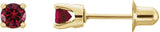 14K Gold Natural Mozambique Garnet Round 4-Prong Stud Earrings