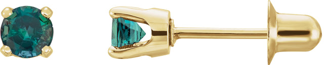 14K Gold Lab-Grown Alexandrite Round 4-Prong Stud Earrings