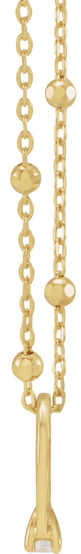14K Gold Round Natural Diamond Tiny Solitaire Ring Necklace - Yellow Gold - view 2