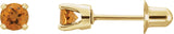 14K Gold Natural Citrine Round 4-Prong Stud Earrings