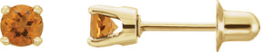 14K Gold Natural Citrine Round 4-Prong Stud Earrings