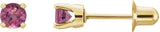 14K Gold Natural Pink Tourmaline Round 4-Prong Stud Earrings